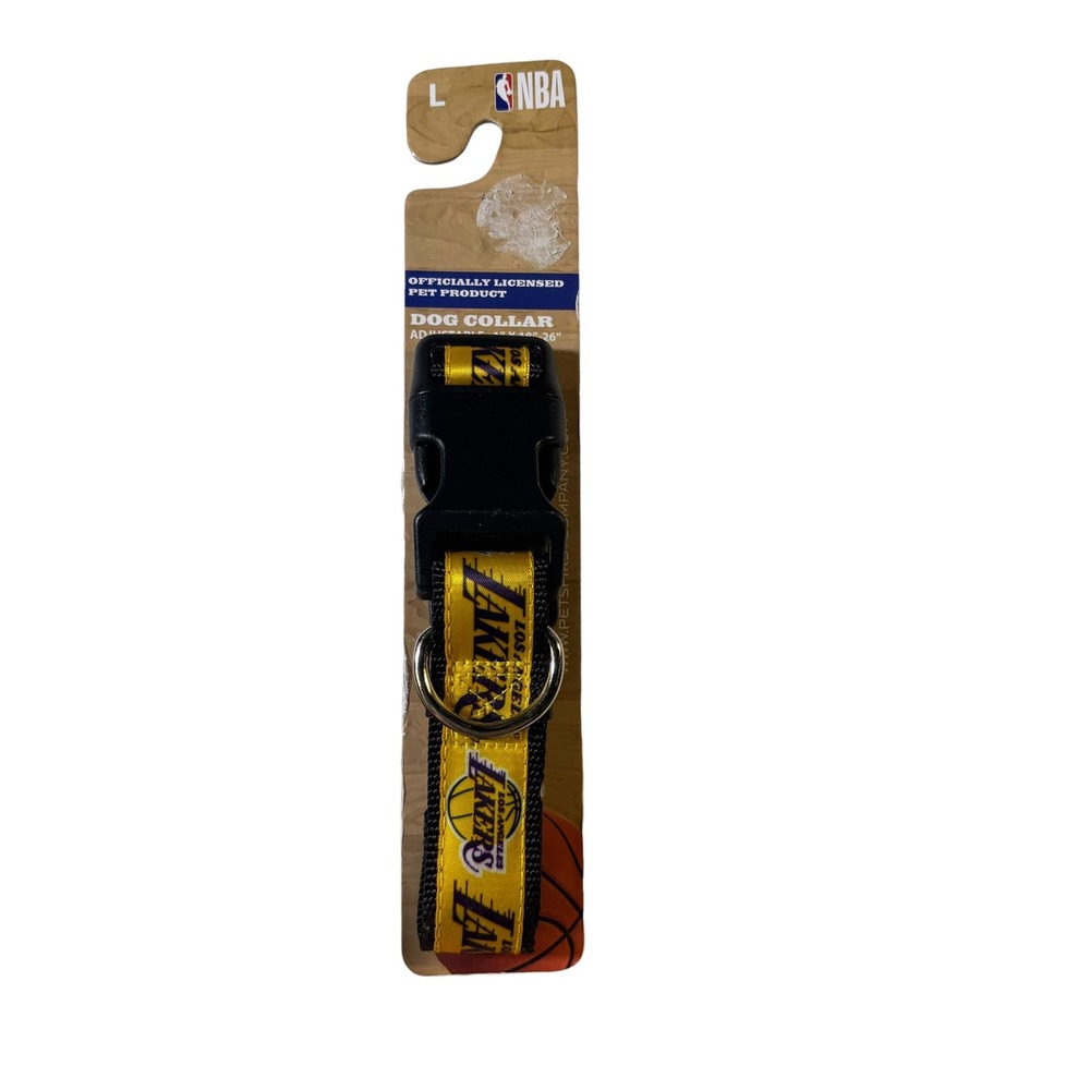 NBA Los Angeles Lakers Dog Collar Large Adjustable 18-26 Inch Pets First Yellow